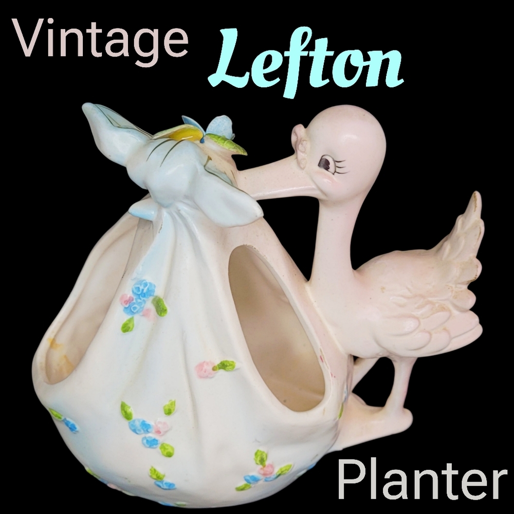 Vintage Lefton story baby nursery ceramic planter